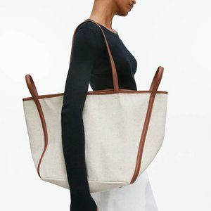 NWT ARKET Leather-Detailed Canvas Tote